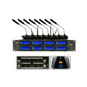TADA U-888 ชุดไมค์ประชุมไร้สาย 8 ตัว พร้อมตัวรับสัญญาณ 1 ตัว ย่านความถี่ UH
